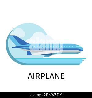 Avion vectoriel de style plat avec signe sur fond blanc Illustration de Vecteur