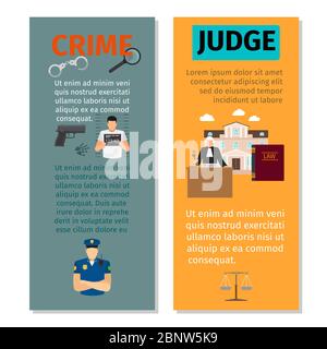 Crime et juge concept vertical flyers design, illustration vectorielle Illustration de Vecteur