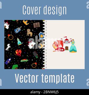 Motif couverture pour un imprimé princesse et dragons, illustration vectorielle Illustration de Vecteur