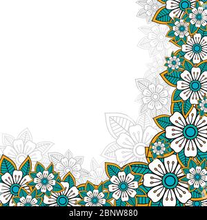 Carte de vœux ou d'invitation bleue fleurie. Illustration vectorielle Illustration de Vecteur