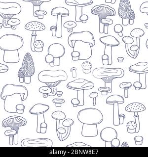 Champignons bleus à lignes fluides vectoriels sur fond blanc Illustration de Vecteur