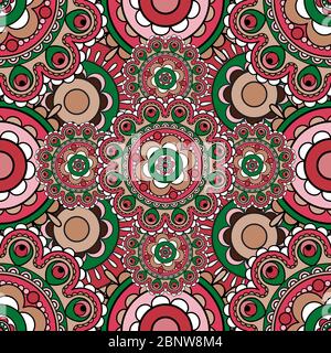 Motif Mandala fond coloré sans couture. Illustration vectorielle Illustration de Vecteur