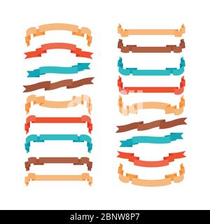 Rubans modernes colorés dans un style tendance, isolés sur du blanc. Illustration vectorielle Illustration de Vecteur