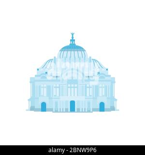 Silhouette du Palais des Beaux-Arts dans les couleurs bleues. Illustration vectorielle Illustration de Vecteur