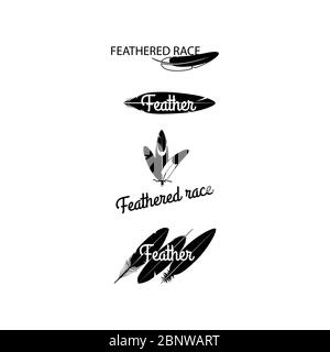 Silhouettes en plumes noires pour le motif de logotype. Illustration vectorielle Illustration de Vecteur