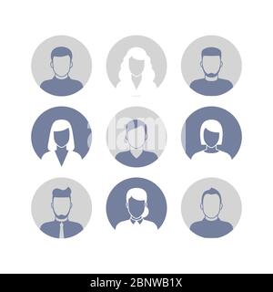 Icônes de silhouettes de profil de personnes dans des cadres de cercle. Illustration vectorielle Illustration de Vecteur