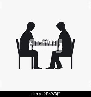 Deux joueurs jouant la silhouette des échecs. Illustration vectorielle Illustration de Vecteur