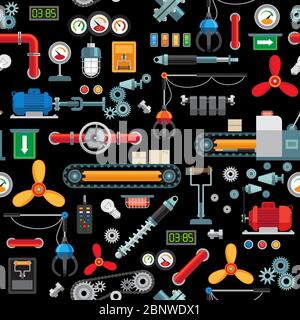 Modèle industriel sans couture pour les machines. Vector usine de fabrication industrielle texture backgroind Illustration de Vecteur