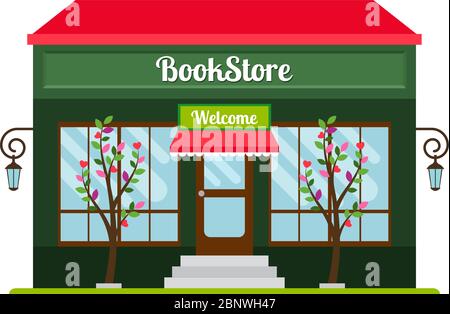 Façade de librairie icône plate colorée. Illustration vectorielle de la boutique de livres Illustration de Vecteur