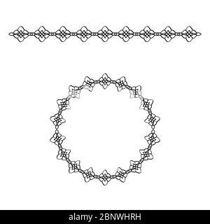 Bordure noire avec losange et cadre circulaire Illustration de Vecteur