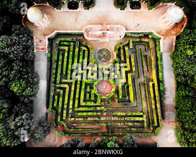 Vue aérienne du labyrinthe de parc ou du Laberint d'Horta Barcelone Catalogne Espagne Banque D'Images