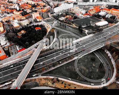 Nœud routier à Horta Ronda de dalt arial View Barcelone Catalogne Espagne Banque D'Images