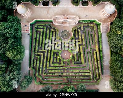 Vue aérienne du labyrinthe de parc ou du Laberint d'Horta Barcelone Catalogne Espagne Banque D'Images