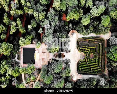 Vue aérienne du labyrinthe de parc ou du Laberint d'Horta Barcelone Catalogne Espagne Banque D'Images