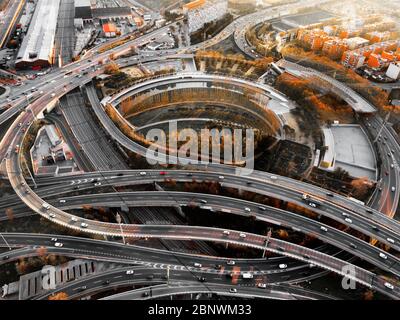 Nus de la Trinitat nœud de route à Trinitat vella Ronda de dalt arial vue Barcelone Catalogne Espagne Banque D'Images