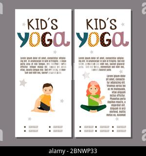 Les enfants en yoga poses flyers design. Illustration vectorielle Illustration de Vecteur