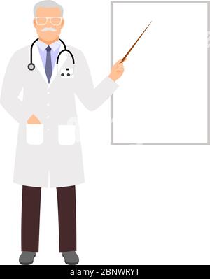 Présentation du médecin. Conférence médicale, enseignement du médecin et affichage sur l'illustration vectorielle du presse-papiers blanc Illustration de Vecteur