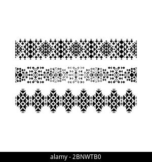 Décor ethnique noir sur fond blanc. Illustration vectorielle Illustration de Vecteur