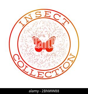 Étiquette ronde orange de collection d'insectes, symbole vectoriel isolé Illustration de Vecteur