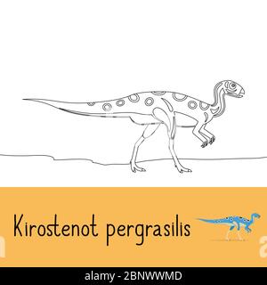 Page de coloriage pour enfants avec Kirostenot pergracilis dinosaure et aperçu coloré. Illustration vectorielle Illustration de Vecteur