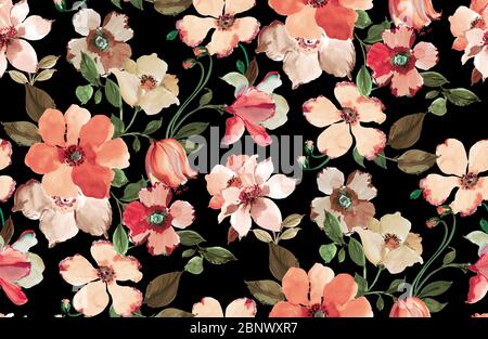 Motif sans couture d'une belle fleur. Motif fleuri sans couture sur fond clair pour des imprimés textiles. Banque D'Images