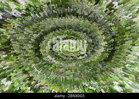 Arrière-plan en spirale vert abstrait pour les fonds d'écran et les textures vue du dessus Banque D'Images