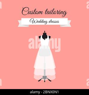 Robe de mariée personnalisée avec logo et mannequin. Illustration vectorielle Illustration de Vecteur