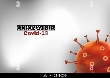 Virus Covid 19-NCP. Le coronavirus nCoV est identifié par un virus à ARN simple brin. Arrière-plan avec cellule virus orange 3d. Banque D'Images