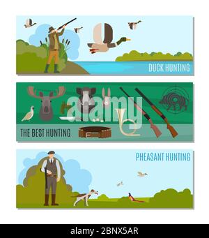 En-têtes de recherche pour le site Web. Illustration vectorielle de vecteur de chasse aux oiseaux et aux animaux sauvages Illustration de Vecteur