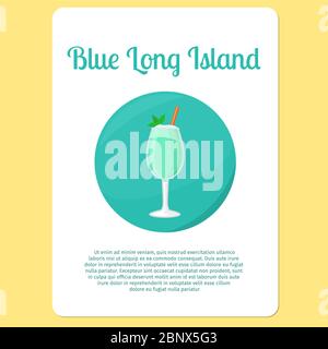 Menu cocktail Blue long Island ou autocollant. Illustration vectorielle icône représentant une boisson de fête en cercle Illustration de Vecteur