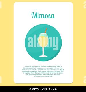 Menu cocktail Mimosa ou autocollant. Illustration vectorielle icône représentant une boisson de fête en cercle Illustration de Vecteur