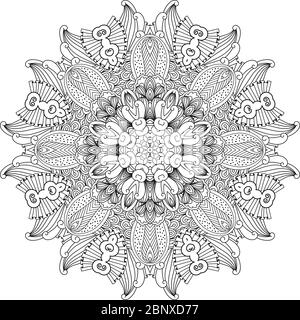 Noir et blanc style mandala contour élément de design ornemental. Illustration vectorielle Illustration de Vecteur