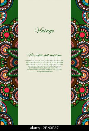 Motif carte décorative verticale à motif cachemire et emplacement pour le texte. Illustration vectorielle Illustration de Vecteur