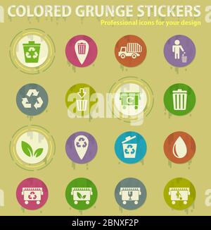Garbage icon set Illustration de Vecteur