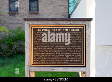 PRINCETON, NJ -22 APR 2020- vue du monument de bataille de Princeton, commémorant la bataille de Princeton de 1777 pendant la guerre d'indépendance du Prince Banque D'Images