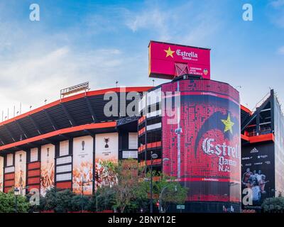 Valence, Espagne: 14 juin 2015 - le stade Mestalla, souvent seulement Mestalla, est un stade de football à Valence, Espagne. Banque D'Images