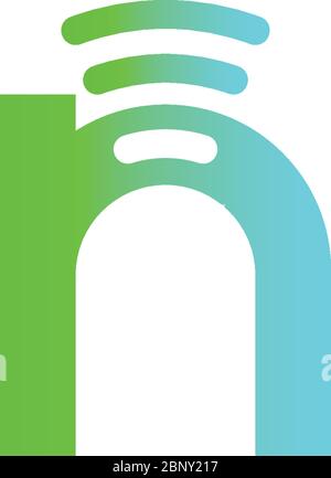 Lettre n, illustration de l'icône du logo connexion sans fil Illustration de Vecteur