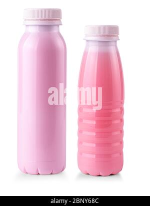 La bouteille de yaourt aux fruits isolée sur fond blanc Banque D'Images