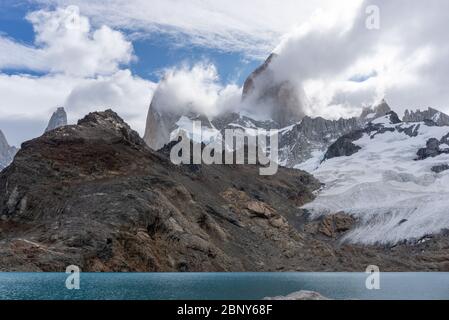 Paysage de la Laguna de los Tres à Chatel Argentine, tourisme en Patagonie Fitz Roy Banque D'Images