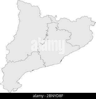 Carte vierge vectorielle de l'Espagne avec régions et territoires,  divisions administratives et pays voisins. Calques modifiables et  clairement étiquetés Image Vectorielle Stock - Alamy