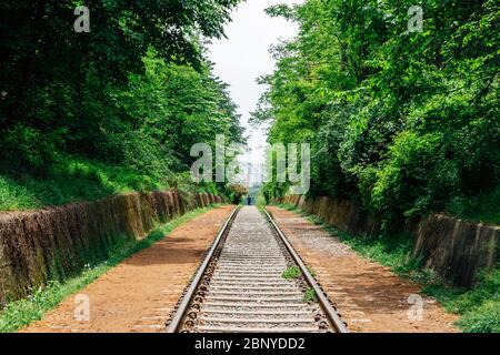 Chemin de fer Hangdong avec forêt verte à Séoul, Corée Banque D'Images