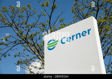 Un logo à l'extérieur d'une installation occupée par cerner à Malvern, en Pennsylvanie, le 4 mai 2020. Banque D'Images