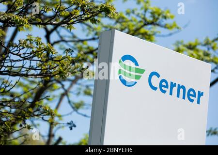 Un logo à l'extérieur d'une installation occupée par cerner à Malvern, en Pennsylvanie, le 4 mai 2020. Banque D'Images