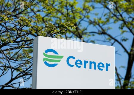 Un logo à l'extérieur d'une installation occupée par cerner à Malvern, en Pennsylvanie, le 4 mai 2020. Banque D'Images