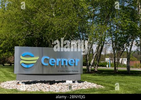 Un logo à l'extérieur d'une installation occupée par cerner à Malvern, en Pennsylvanie, le 4 mai 2020. Banque D'Images