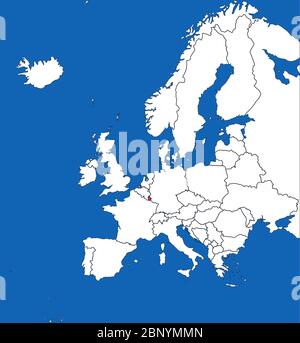 Luxembourg mis en évidence sur la carte européenne. Fond bleu de mer. Concepts d'entreprise, arrière-plans, graphiques et papier peint. Illustration de Vecteur