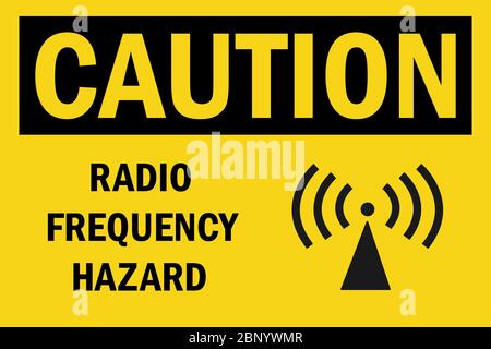 Panneau d'avertissement de danger de radiofréquence. Idéal pour les arrière-plans, le fond d'écran, l'autocollant, l'étiquette, l'affiche, le symbole et le papier peint. Illustration de Vecteur