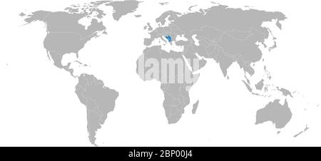 Pays européens des Balkans occidentaux mis en évidence sur la carte du monde. Fond gris clair. Relations régionales et politiques. Illustration de Vecteur