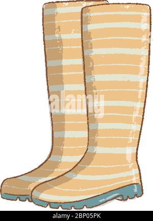 Illustration vectorielle d'une botte en caoutchouc étanche isolée sur fond blanc. Bottes de pluie vertes plates. Bottes de protection pour le temps pluvieux, le jardinage Illustration de Vecteur