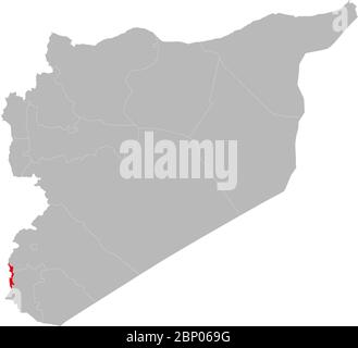 Province de Quneitra mise en évidence sur la carte de la syrie. Fond gris clair. Idéal pour les concepts d'entreprise, les arrière-plans, le fond, l'autocollant, le graphique, la présentation Illustration de Vecteur